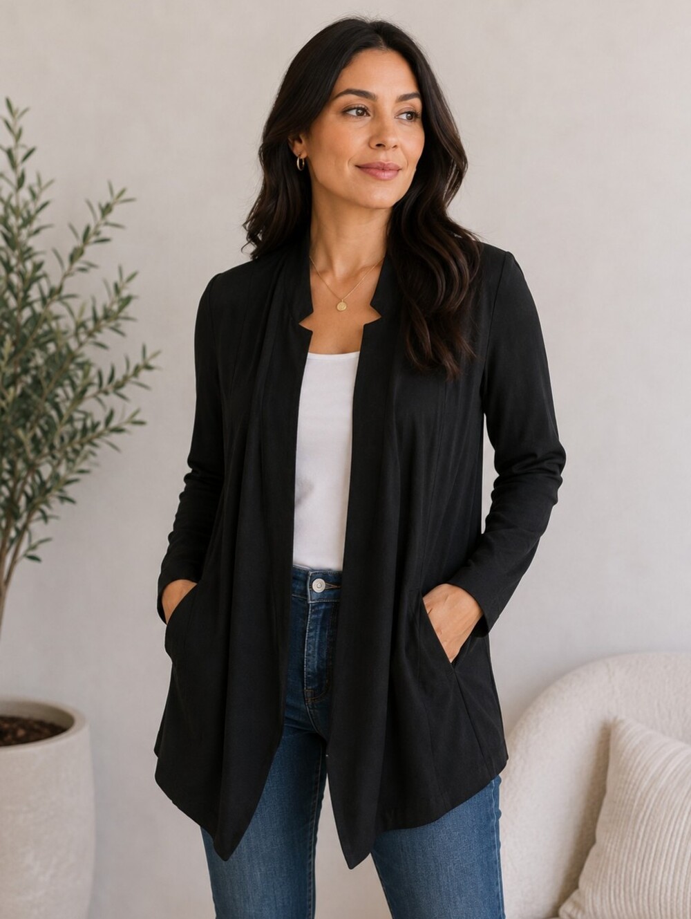 Zara Basics Women's Medium Black Cardigan With Pockets